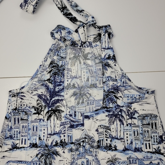 Calypso St. Barth Blue and White Sleeveless Halter Type Dress Small Pockets NWOT - Picture 5 of 11
